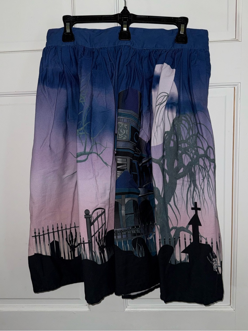 Halloween-Unique Vintage Blue to Lavender Ombre Haunted Mansion Skirt